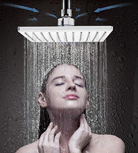 Aquieen Solid Brass Overhead Slim Shower with Rub-bit Cleaning System (16 x 16")
