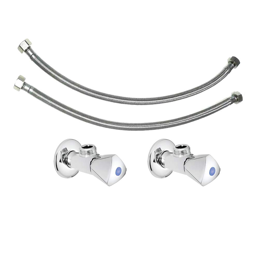 Aquieen  Ss Connection 600 Mm With Angle Valve, 600 Mm (Set Of 2)