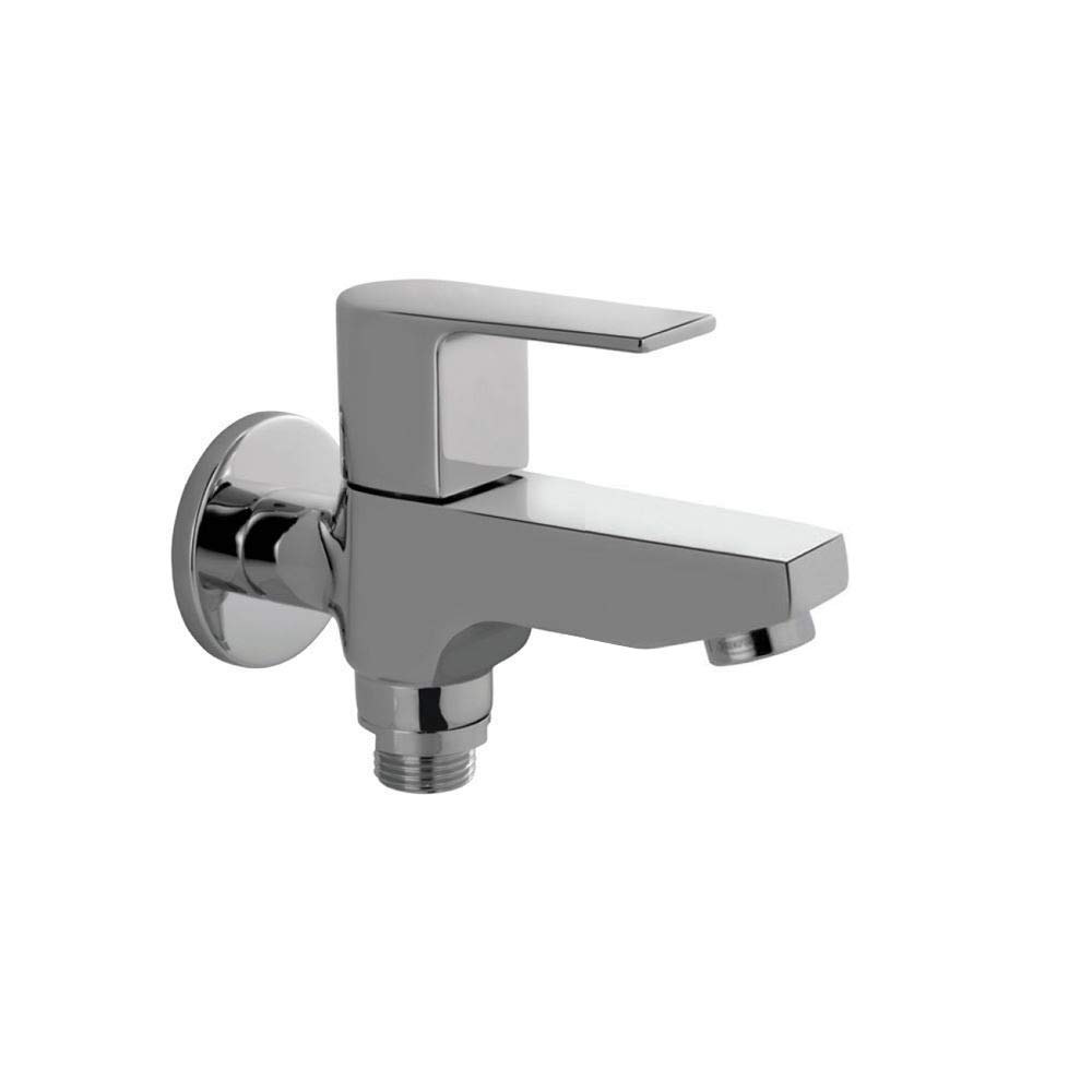 Aquieen 2 Way Bib Cock with Wall Flange Aura (Chrome Polished)