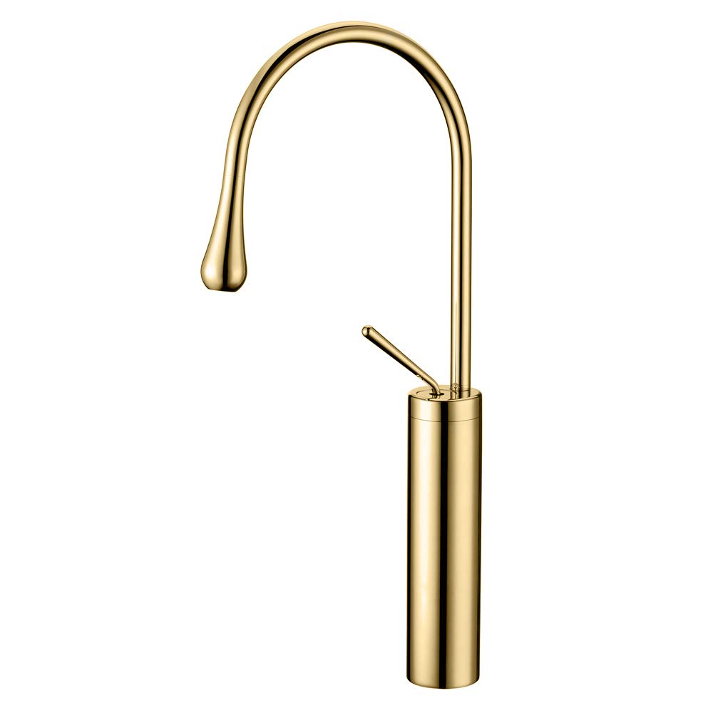 Aquieen Single Lever Basin Sink Mixer connecting hoses and installation kit (Drop Gold)