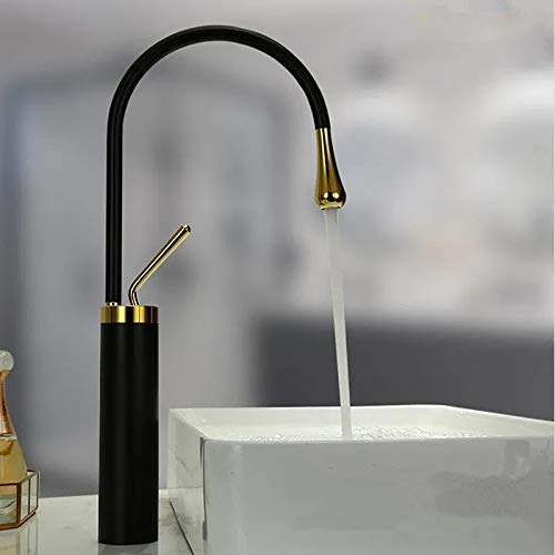 Aquieen Single Lever Basin Sink Mixer connecting hoses and installation kit (Drop Black Gold)