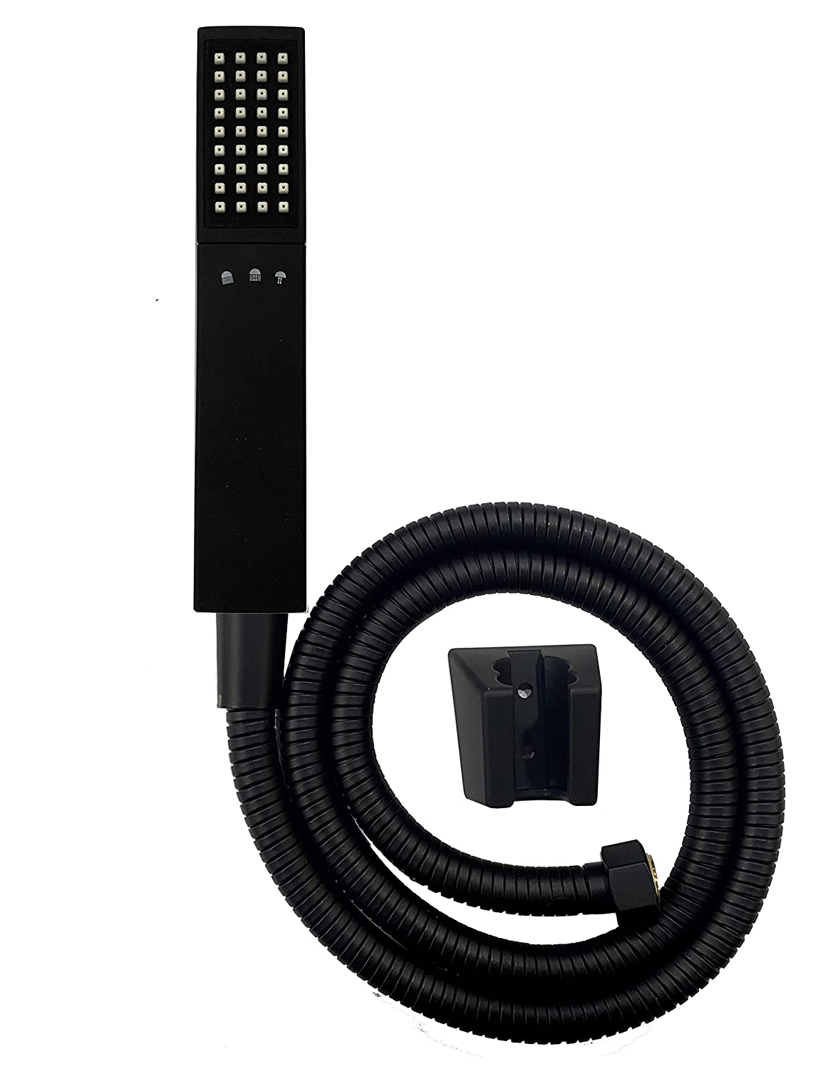 Aquieen 3 Function Hand Shower Black with SS 304 Black Shower Tube & Wall Hook (Quadro Black)
