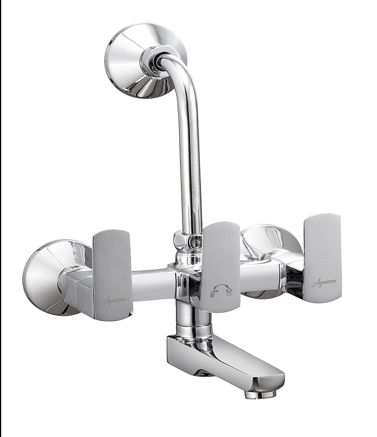 Aquieen Telephonic Wall Mixer with Provision for Overhead Shower with L-Bend and Connecting Legs (Fluid)