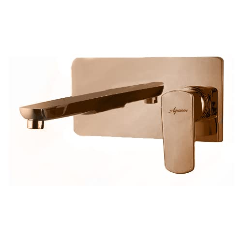 Aquieen Wall Mounted Single Lever Basin Mixer with Provision for Hot & Cold Water (Zura) (Zura - PVD Rose Gold)