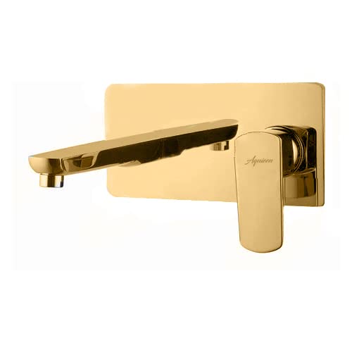 Aquieen Wall Mounted Single Lever Basin Mixer with Provision for Hot & Cold Water (Zura) (Zura - PVD Gold)