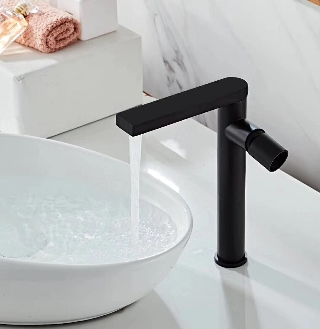 Aquieen Luxury Series Extended Body Hot & Cold Basin Mixer Basin Tap Matte Black (Viva) (Black)