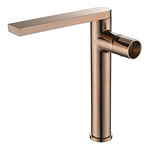 Aquieen Luxury Series Extended Body Hot & Cold Basin Mixer Basin Tap Matte Black (Viva) (Rose Gold)