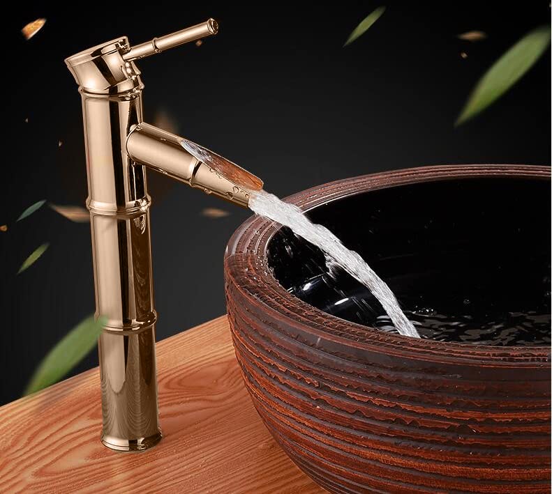 Aquieen Luxury Series Single Lever Basin Mixer (Bamboo) (Rose Gold)