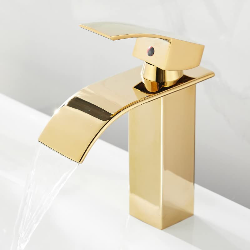 Aquieen Hot & Cold Wash Basin Mixer Tap (Cascada Gold)