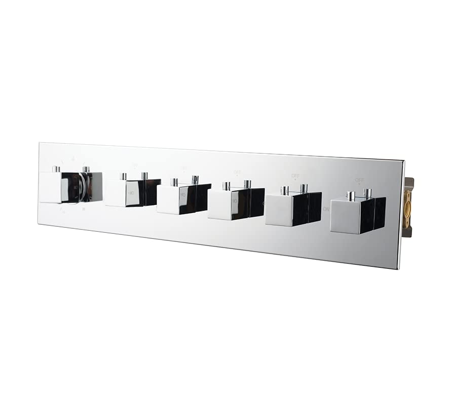 Aquieen Wall Mounted 5 Way Thermostatic Diverter - Chrome