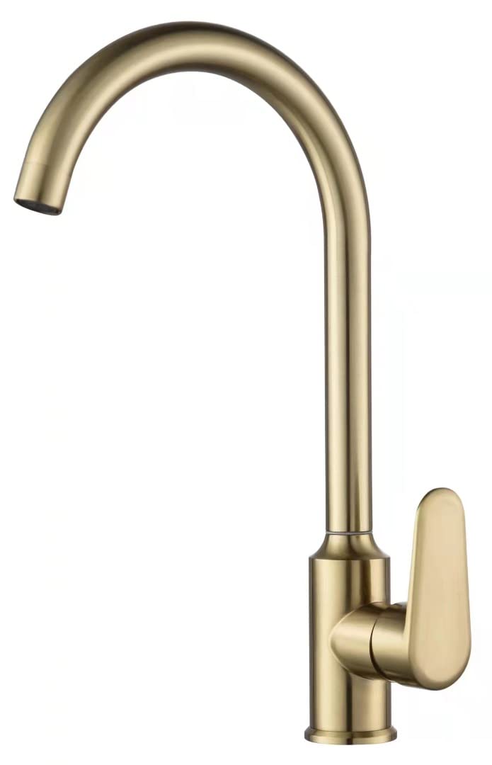 Aquieen Table Mounted Kitchen Sink Mixer with Connecting Hoses and Installation kit Fusion Black (Kitchen Mixer - Brushed Gold)