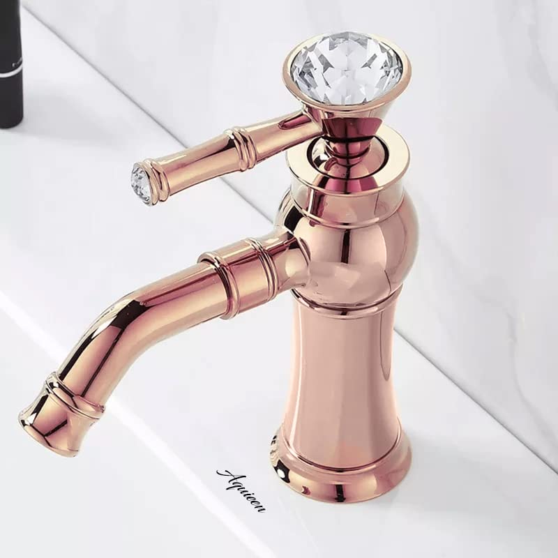 Aquieen Luxury Series Hot & Cold Basin Mixer Basin Tap (Amaze- Short) (Rose Gold)