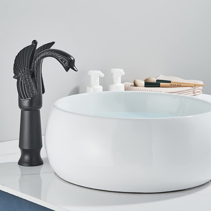 Aquieen Luxury Series Extended Body Hot & Cold Basin Mixer Basin Tap Bird (Matte Black)