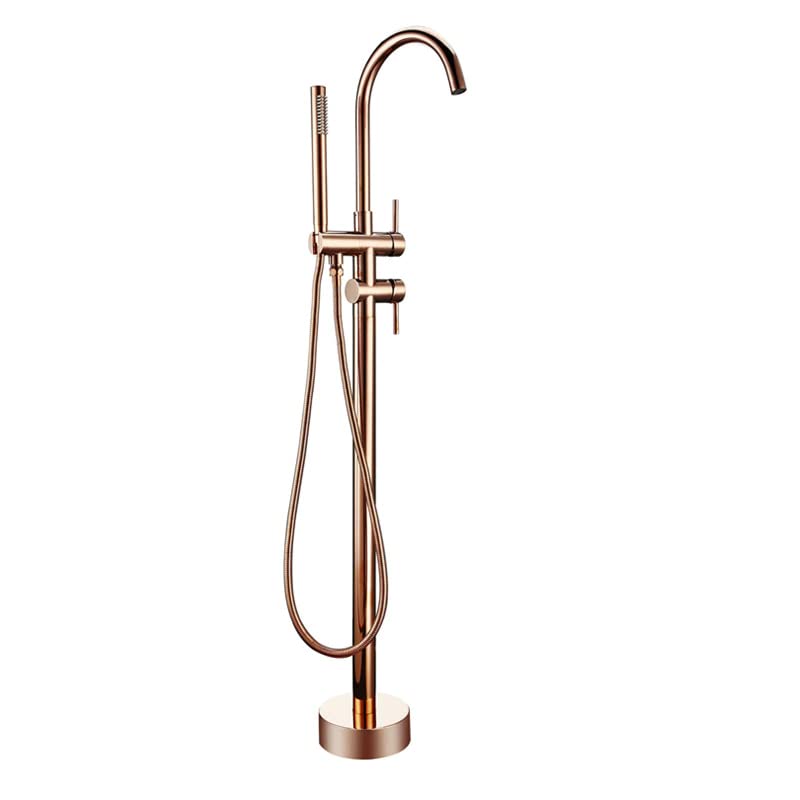 Aquieen Free Standing Floor Mounted Bath Tub Filler with Provision for Hot & Cold Water (Rose Gold)