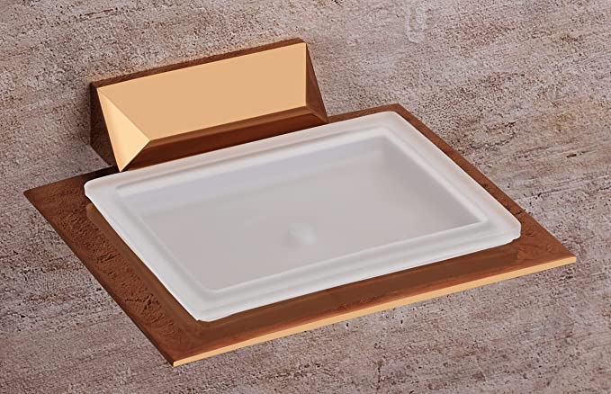 Aquieen Wall Mounted GlaSS Soap Dish (Rose Gold)