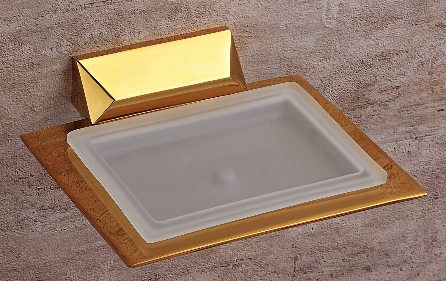Aquieen Wall Mounted GlaSS Soap Dish (Gold)