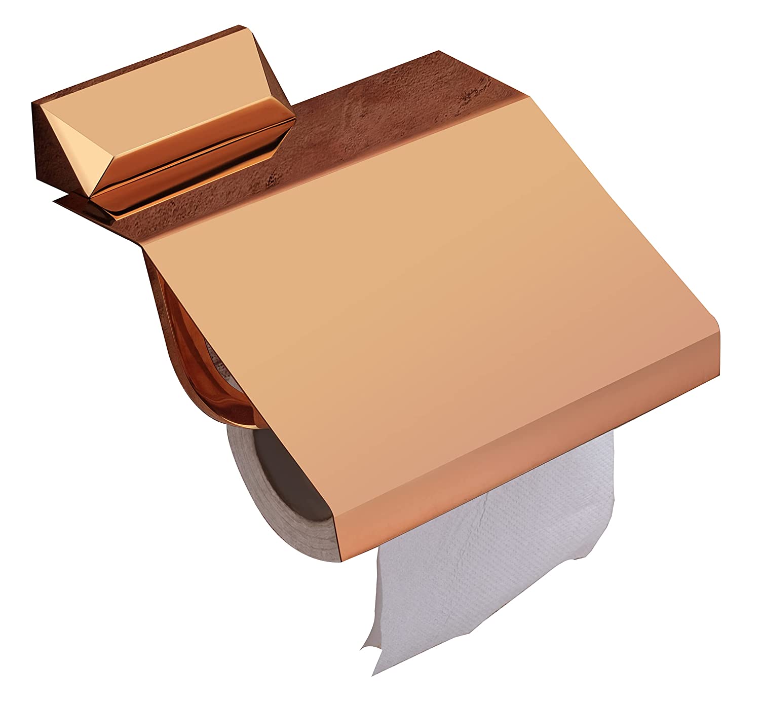 Aquieen Toilet Paper Holder with Flap Cover (Rose Gold)