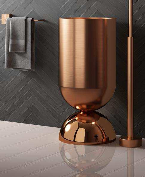 Aquieen stainless steel column basin integrated floor-type outdoor wash basin  (Rose Gold)