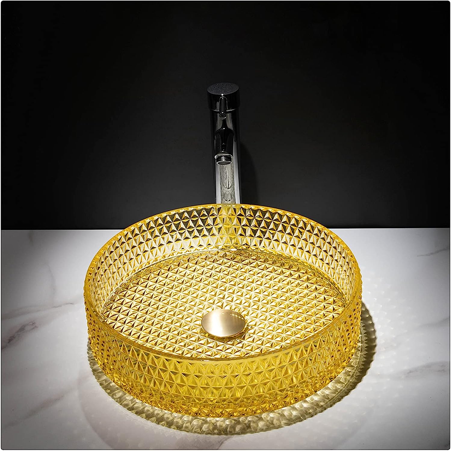 Aquieen Bathroom Crystal Round Wash Basin (Gold)