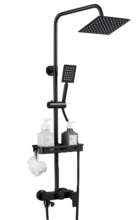 Aquieen Shower Set With Basket & Waterfall Mixer SS 304 (Black)