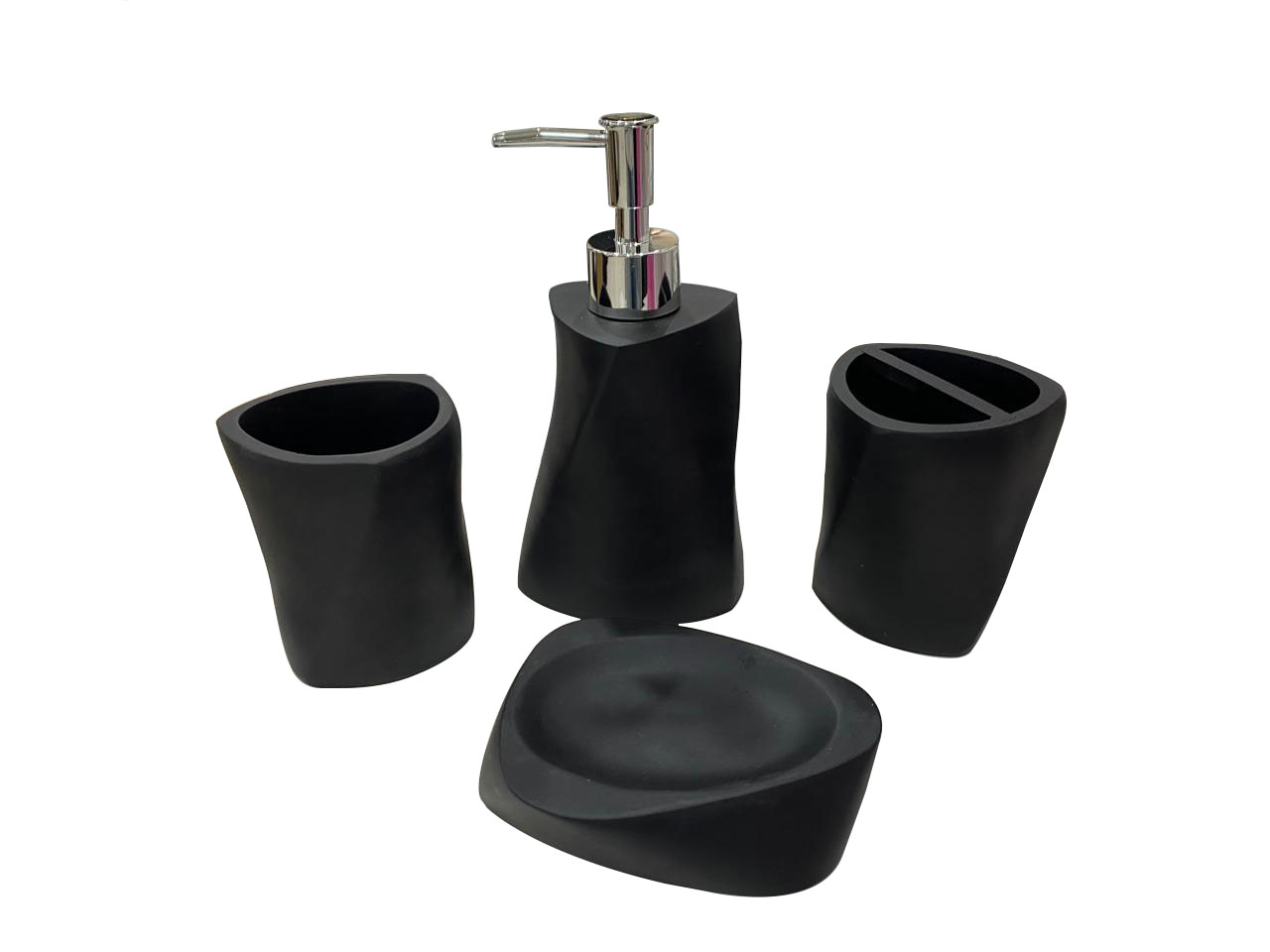 Wave Bath Set - Charcoal Black