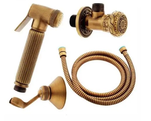 Aquieen Wall Mounted Antique Brass Health Faucet For Toilet Seat Shower Set for Pet Bath/Body Care/Toilet Health Faucet - Antique Brass