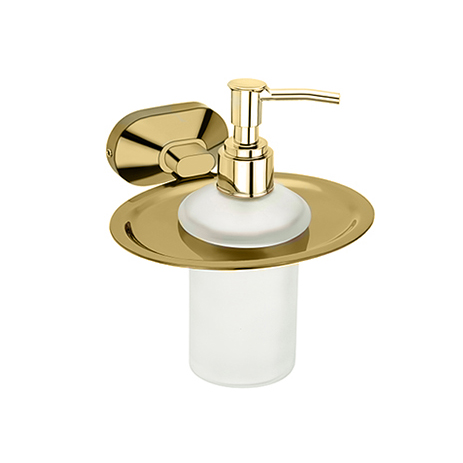 Aquieen Wall Mounted Liquid Soap Dispenser with Installation Kit Grade AISI SS 304 - (Cuff Gold)