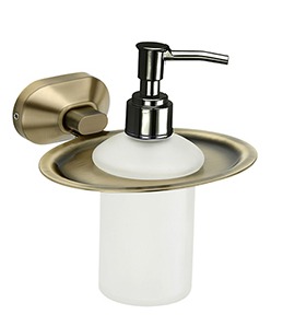 Aquieen Wall Mounted Liquid Soap Dispenser with Installation Kit Grade AISI SS 304 - (Cuff Antique Brass)