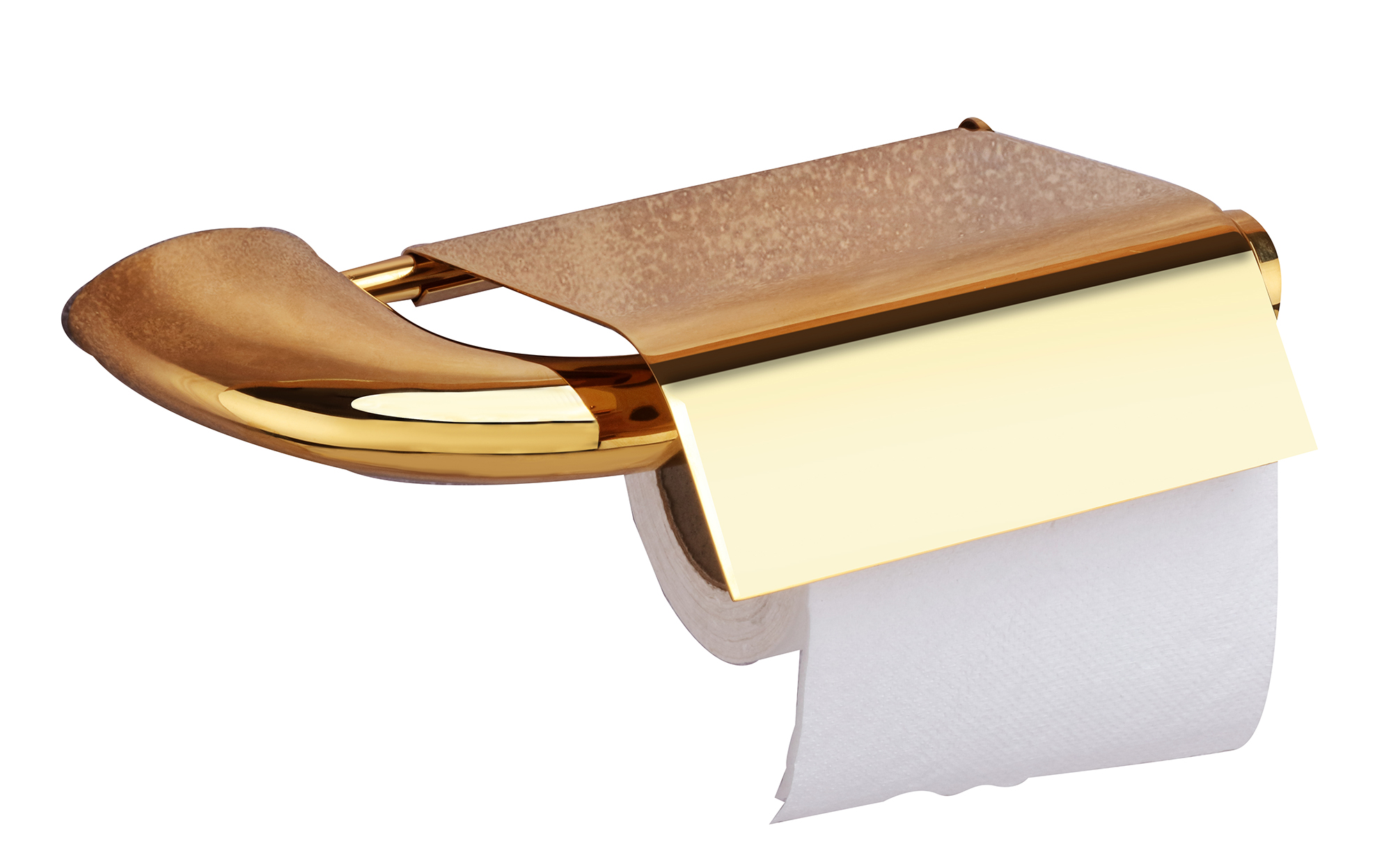 Aquieen Entice Wall Mounted Toilet Paper Holder With Flap Cover (Gold)
