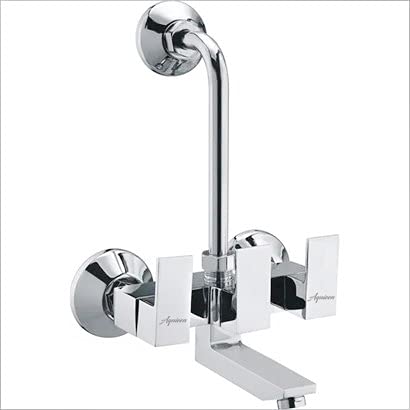 Aquieen Kubix Telephonic Wall Mixer with Provision for Overhead Shower with L-bend & Connecting Legs (Kubix Wall Mixer - Chrome)