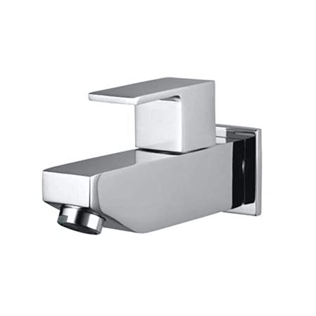 Aquieen Kubix Wall Mounted Bib Cock with wall Flange (Bib Cock - Chrome)