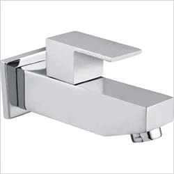 Aquieen Kubix Wall Mounted Long Body Bib Cock with wall Flange (Long Body - Chrome)