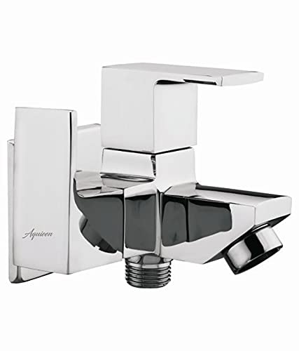 Aquieen Kubix Wall Mounted 2 Way Bib Cock with Wall Flange (2 Way Bib Cock - Chrome)