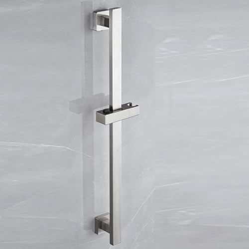 Aquieen Square Shower Rod Variable with Height and Angle Adjustable Mounting Brackets Suitable for 1/2 G Connector (Square Sliding Rail 660 mm - Chrome)