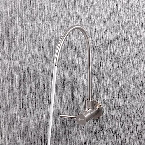 Aquieen SS 304 Kitchen RO Water Tap With Connecting Hose (Cold Water Provision) (Wall Mounted RO Tap - (SS))