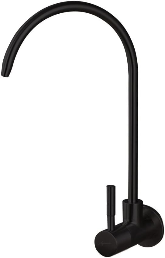 Aquieen SS 304 Kitchen RO Water Tap With Connecting Hose (Cold Water Provision) (Wall Mounted RO Tap - Black)