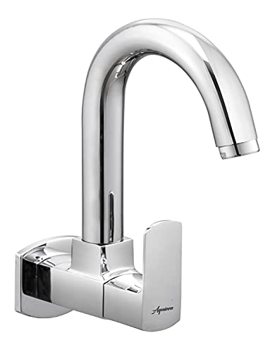 Aquieen Luxury Series Zura Wall Mounted Sink Cock with Wall Flange Entice (Chrome)