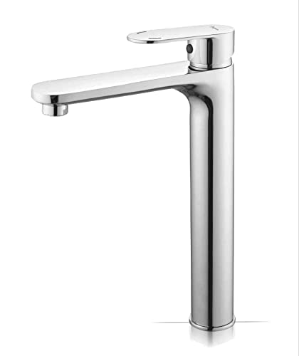 Aquieen Single Lever Basin Mixer Extended Tall Body with 600 mm connecting hoses (Single Lever Basin Mixer Cuff - Chrome)