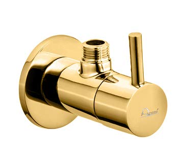 Aquieen Flora Gold Brass Luxury Series Angle Valve With Wall Flange Gold